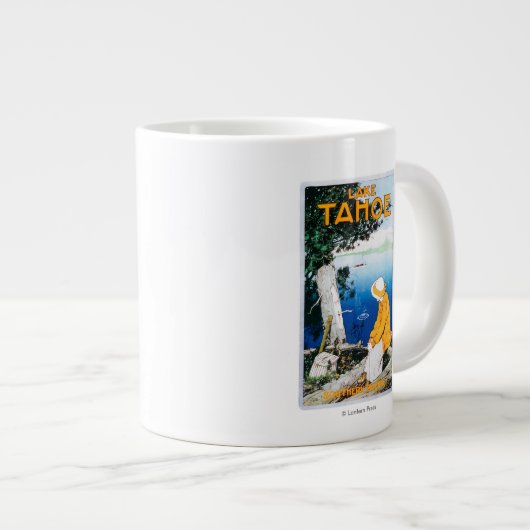 Lake Tahoe förderndes PosterLake Tahoe, CA Jumbo-Tasse (Vorderseite Rechts)