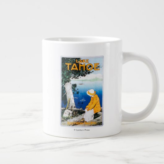 Lake Tahoe förderndes PosterLake Tahoe, CA Jumbo-Tasse (Rechts)