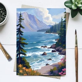 Lake Tahoe Gezeiten Aquarell-Reisegemälde Postkarte