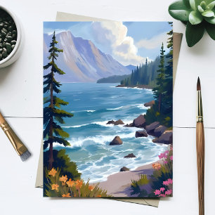 Lake Tahoe Gezeiten Aquarell-Reisegemälde Postkarte