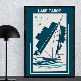 Lake Tahoe in Nevada, Kalifornien - Vintages Segel Poster