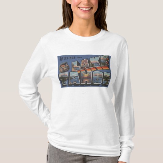 Lake Tahoe, Kalifornien - große Buchstabe-Szenen T-Shirt (Vorderseite)