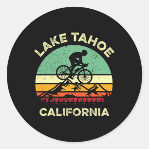 Lake Tahoe Kalifornien Mountainbike Retro Berg Runder Aufkleber