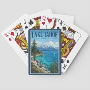 Lake Tahoe Kalifornien Nevada Illustration Reise Spielkarten