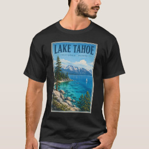 Lake Tahoe Kalifornien Nevada Illustration Reise T-Shirt