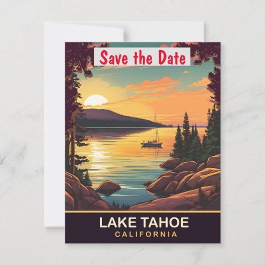 Lake Tahoe, Kalifornien, Travel Postcard, Save The Date (Vorderseite)