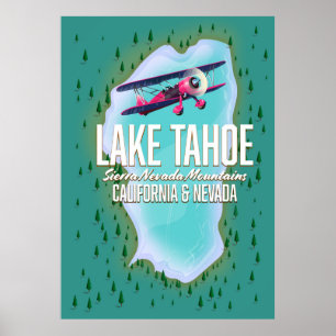 Lake Tahoe Karte Reiseplakat Poster