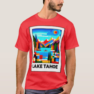 Lake Tahoe Kubismus Kunst Eindeutige geometrische T-Shirt