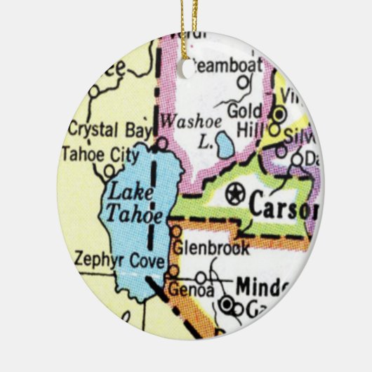 Lake Tahoe Map Keramik Ornament (Links)