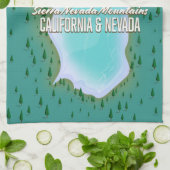 Lake Tahoe Map Reiseplakat Geschirrtuch (Gefaltet)