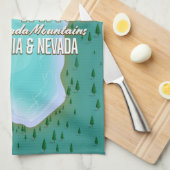 Lake Tahoe Map Reiseplakat Geschirrtuch (Viertel Falte)