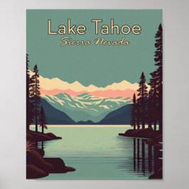 Lake Tahoe Minimalistisch Vintage Reisen Poster