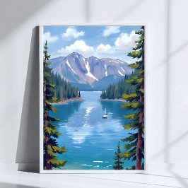 Lake Tahoe Mountains Malerei Poster
