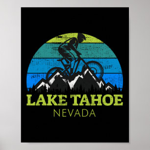 Lake Tahoe Nevada Mountainbiken Mtb Vintage Souven Poster