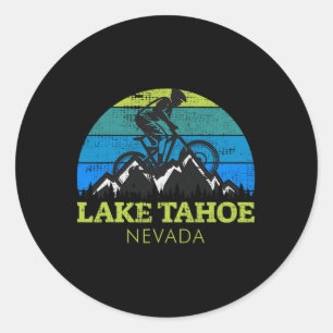 Lake Tahoe Nevada Mountainbiken Mtb Vintage-Souven Runder Aufkleber