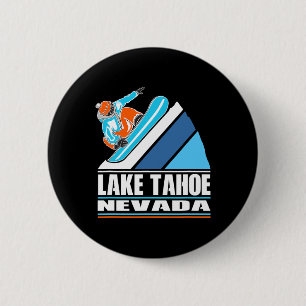 Lake Tahoe Nevada - Vintager Snowboarder Button
