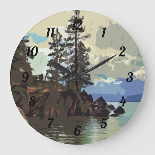 Lake Tahoe Sand Harbour Clock Große Wanduhr (Vorderseite)