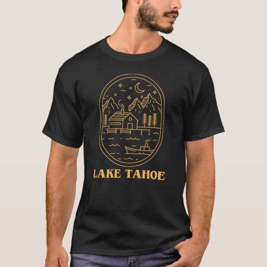 Lake Tahoe Sierra Nevada Minimalistische Linie T-Shirt (Vorderseite)