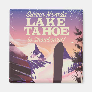 Lake Tahoe Sierra Nevada USA Snowboarden Poster Magnet