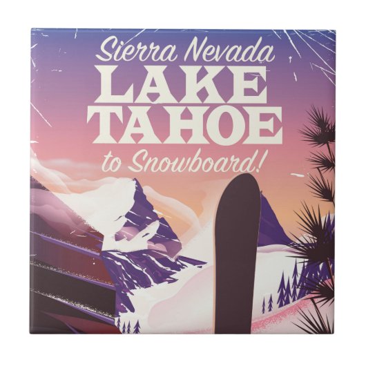 Lake Tahoe Sierra Nevada USA Snowboarder Poster Fliese (Vorderseite)