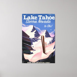 Lake Tahoe Sierra Nevada Vintage-Ski-Poster Leinwanddruck