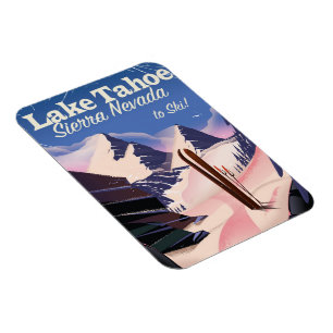 Lake Tahoe Sierra Nevada Vintage-Ski-Poster Magnet