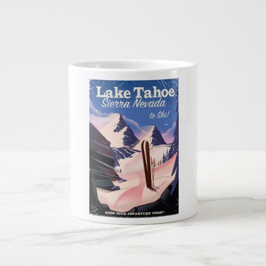 Lake Tahoe sierra nevada Vintages Skiposter Jumbo-Tasse (Vorderseite)
