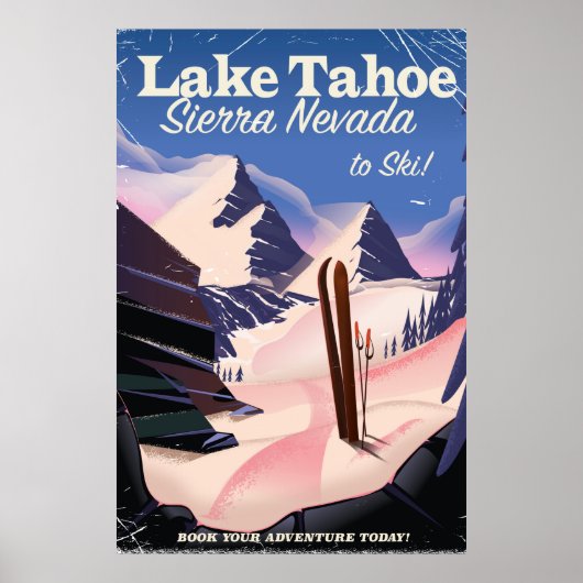 Lake Tahoe sierra nevada Vintages Skiposter Poster (Vorne)