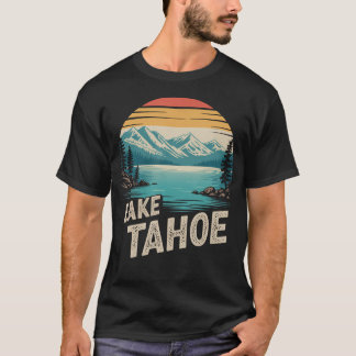 Lake Tahoe Sonnenuntergang Retro Berge Retro T-Shirt