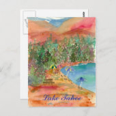 Lake Tahoe Summer Beach Umbrellas Mountains Postkarte (Vorne/Hinten)