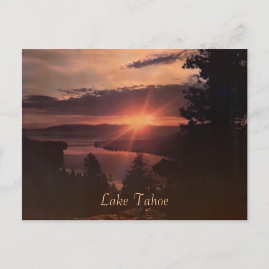 Lake Tahoe Sunrise Vintage Postkarte (Vorderseite)