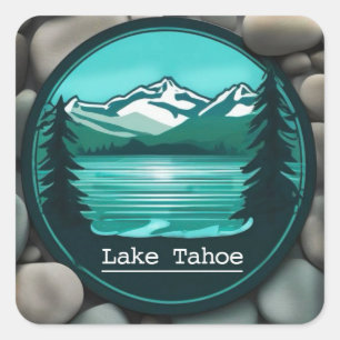 Lake Tahoe und Plakatkleber Quadratischer Aufkleber