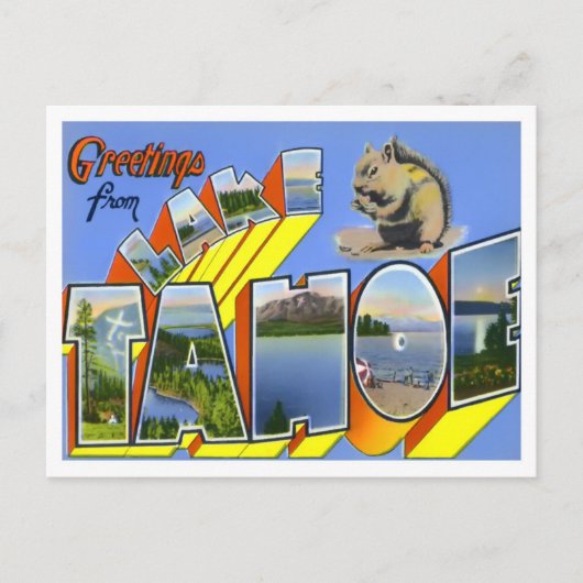 Lake Tahoe Vintag Big Letters Postkarte (Vorderseite)
