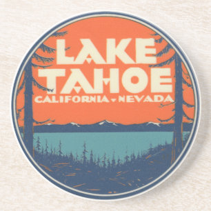 Lake Tahoe Vintage-Reiseaufkleber-Design Getränkeuntersetzer