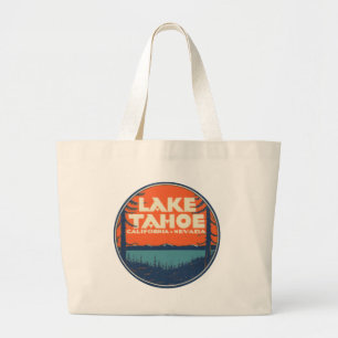 Lake Tahoe Vintage-Reiseaufkleber-Design Jumbo Stoffbeutel