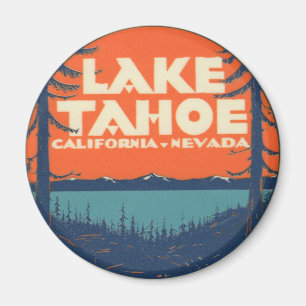 Lake Tahoe Vintage-Reiseaufkleber-Design Magnet