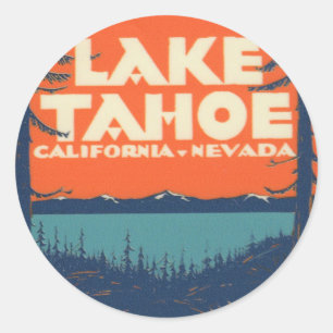 Lake Tahoe Vintage Reiseaufkleber Design Runder Aufkleber