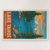 Lake Tahoe Vintage Travel (Red) Poster Puzzle (Horizontal)