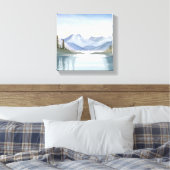 Lake Tahoe | Wasserfarbengebirge Landschaft Leinwanddruck (Insitu (Schlafzimmer))