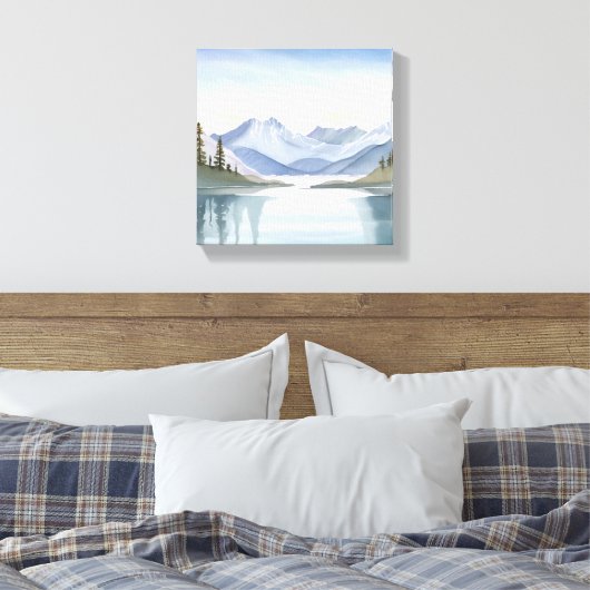 Lake Tahoe | Wasserfarbengebirge Landschaft Leinwanddruck (Insitu (Schlafzimmer))
