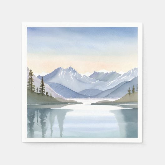 Lake Tahoe | Watercolor Mountain Landscape Serviette (Vorderseite)