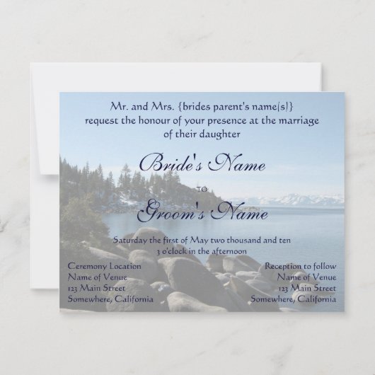 Lake Tahoe Wedding Einladung (Rückseite)