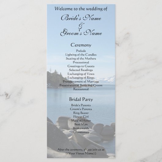Lake Tahoe Wedding Program Programm (Vorderseite)