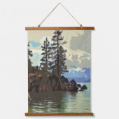 Lake Tahoe Wood Topped Wall Tapestry Wandteppich Mit Holzrahmen (Vorderseite)