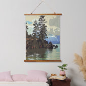 Lake Tahoe Wood Topped Wall Tapestry Wandteppich Mit Holzrahmen (Schlafzimmer)