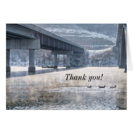 Lake Taneycomo Foggy Winter Fischen Danke Karte (Vorderseite (Horizontal))
