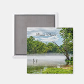 Lake Taneycomo Summer Fog Square Magnet (Vorderseite/Rückseite)