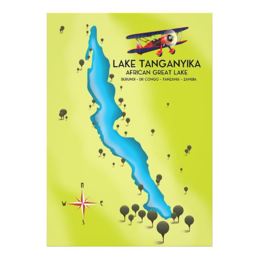 Lake Tanganika Afrikanische Karte Fotodruck (Vorne)