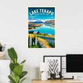 Lake Tekapo Neuseeland Retro-Reiseposter-Kunst Poster (Heimbüro)