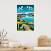 Lake Tekapo Neuseeland Retro-Reiseposter-Kunst Poster (Küche)